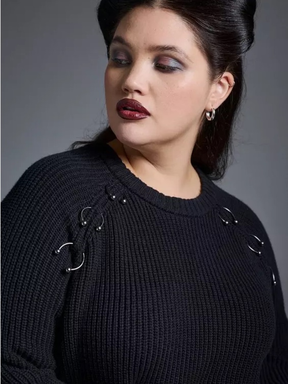 Torrid Nightfall Pierced Sweater NWT 1 goth emo